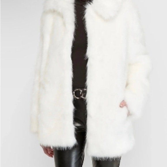 Express White Faux Fur Coat - Picture 6 of 6
